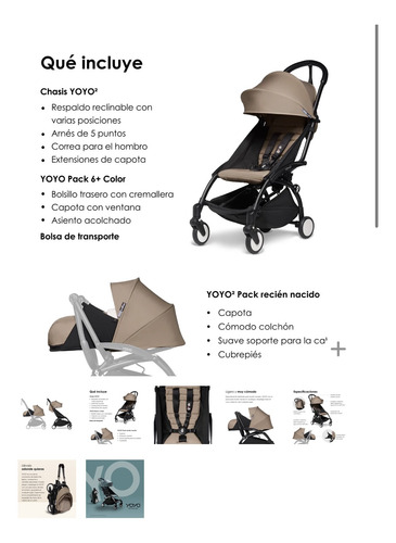 Babyzen Carriola Yoyo2 Chasis Negro Y Color Pack 6+(gris) Gris Blanco (Usado)