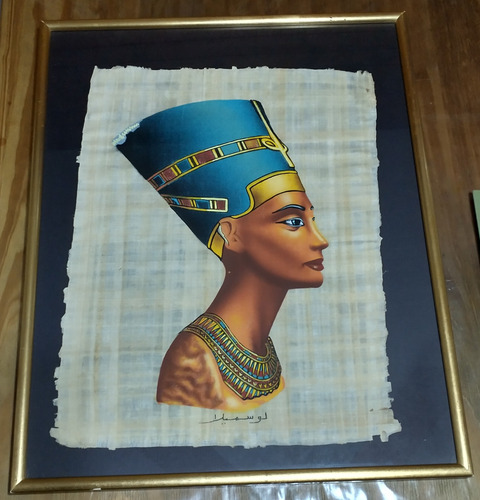 Cuadro Con Papiro Nefertiti Original De Egipto