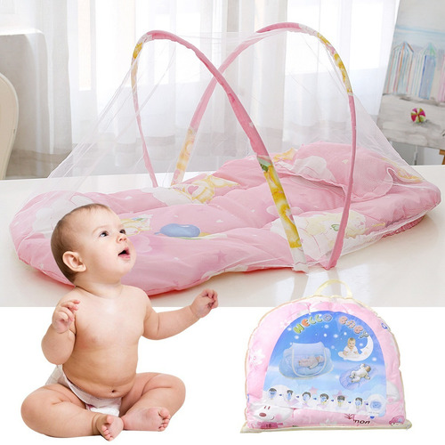 Cuna Moisés Plegable Portátil Mosquitero Bebe Colchon Color Lindo Rosa