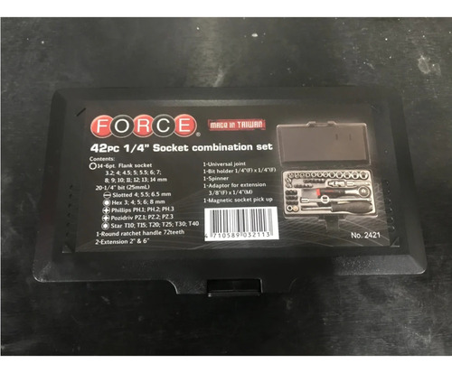 Juego Dados Hexagonal 1/4 Force 2421 Milimetro Chico Pequeño