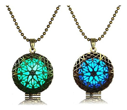 Magic Glow In Dark Vintage Necklace-aqua Large Star Locket 