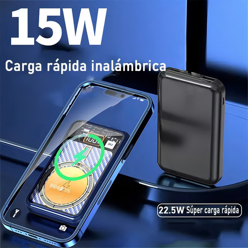 Power Bank Inalámbrico Magnético 10000mah Cargador 5.0a 22.5w Carga Super Rápida,bateria Portatil Pila De Usb-c Con Pantalla Digital,banco De Energía Compatible Estándar Magsafe Qi