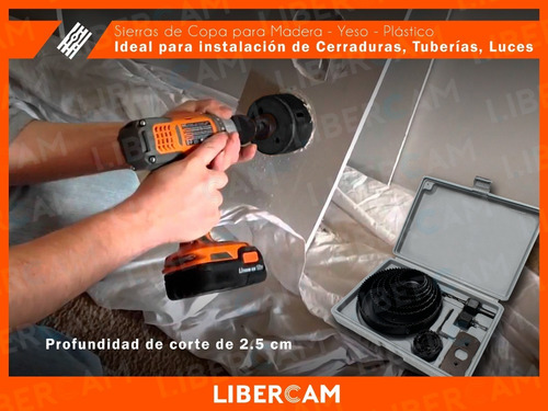 Imagen 5 de 10 de Mechas Sierra Copa Juego 16 Piezas Para Madera Acero Carbon