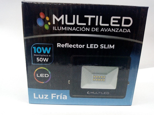 Reflector Slim Led 10w Ip65 Multiled Color de la carcasa Negro Color de la luz Blanco frío