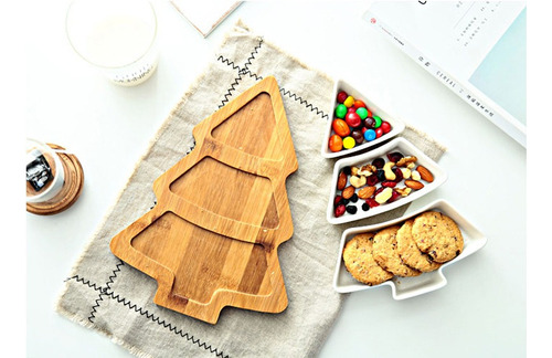 Plato De Árbol De Navidad Blanco Platos De Cena De Cocina Po