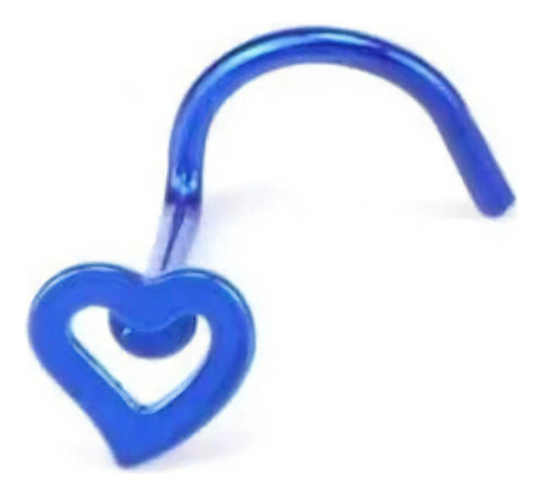 Piercing Nariz Nostril Chapa Coração Aço Cirúrgico Azul