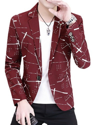 Saco Blazer Slim Fit Para Hombre Con Estampado [u]