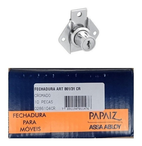 Fechadura P/ Móveis De Madeira Papaiz 861/31 Caixa C/ 10 Pcs