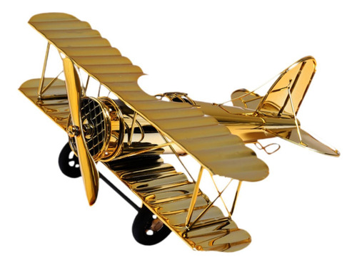 Modelo De Avión Biplano De Hierro, Accesorios M Oro