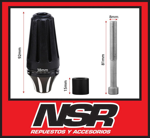 Imagen 6 de 10 de Slider Universal Aluminio Largo X Unidad Perno 8mm Nsr Motos