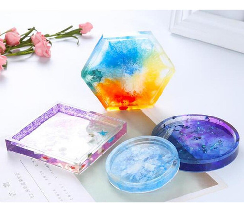 Molde De Silicona Para Posavasos De Resina Epóxica, 6 Pzs.