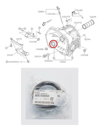 Reten Entrada Convertidor De Torque Subaru 806750060 Origina