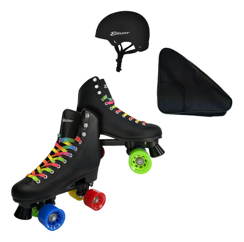 Patines Clasicos Retro Np Riel De Plastico + Casco + Mochila