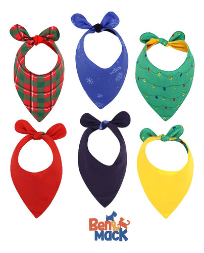Set De 3 Pañuelos Para Perro Chico Navideño Doble Vista