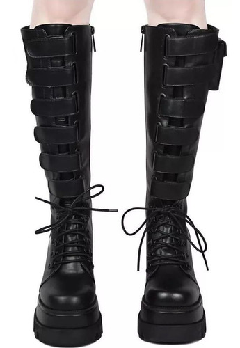 Imagen 3 de 4 de Botas Negras Dama De Caballero De Media Caña Y Largas