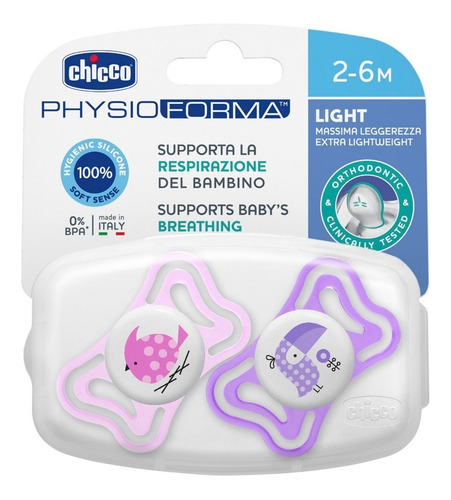Imagen 3 de 9 de Chupete Ultra Liviano Physio Light De 2 A 6 Meses Pack X 2