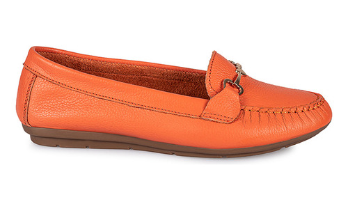 Zapato Mocasín Casual Mujer Cuero Viale Naranja 2401