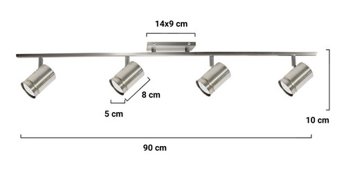 Imagen 2 de 10 de Sistema Spot 4 Luces Lampara Techo Gu10 Apto Led Cuotas