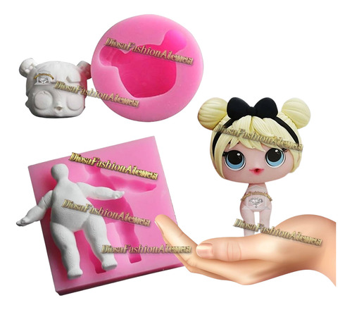 Molde Silicona Muñeca Lol Repostería Porcelana Fondant Rosa