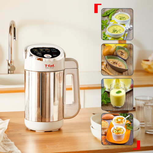Licuadora Easy Soup T-fal, 5 Programas, 800w, Bl8411x0 Blanco/plateado