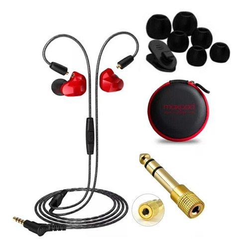 Fone In-ear Moxpad X9 Vermelho Preto +p10 Retorno D Palco/kz