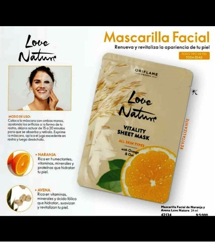 Mascarilla Facial De Naranja Y Avena Love Nature Oriflame