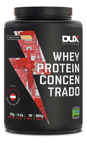 Whey Protein Concentrado Sabores Do Mundo 900g Dux Nutrition Sabor Strudel de Maça