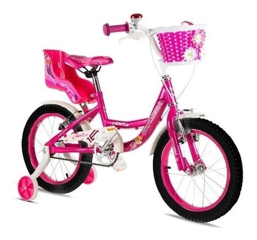 Imagen 2 de 4 de Bicicleta infantil TopMega Vickfly R16 1v frenos v-brakes color rosado con ruedas de entrenamiento