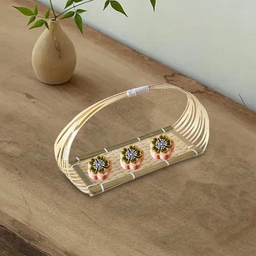 Cesta De Bambu Para Lanches E Pastelaria, Cesta Plana Para M