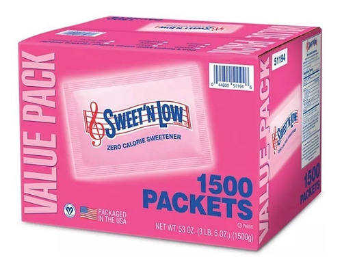 Endulzante Sustituto Azucar Sweet'n Low 1,500 Sobres