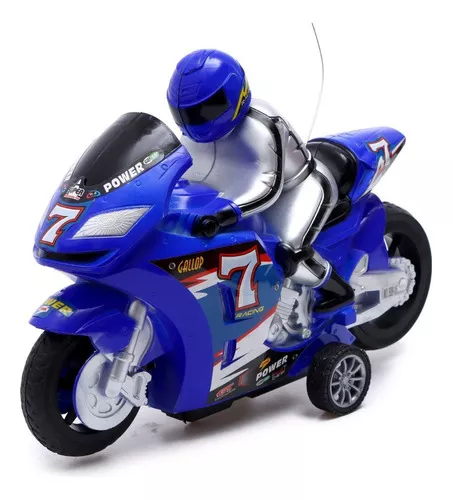 Moto De Corrida Esporte Controle Remoto Infantil 360 Grau Cor Azul Ou  Vermelha