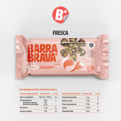 Barra De Cereal Brava Fresca X 12 Unidades