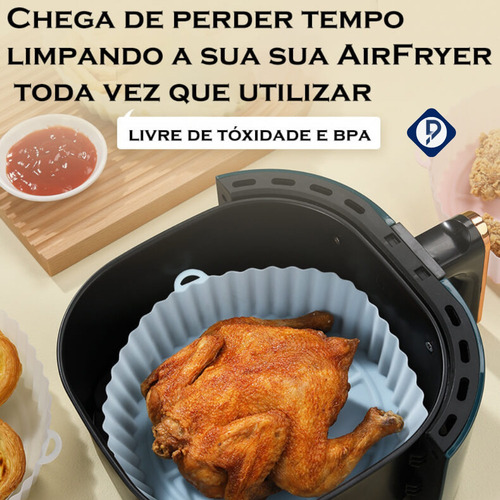 Kit 2 Forma De Silicone Para Air Fryer Reutilizável