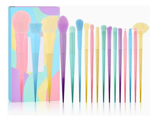 Set 17 Brochas Maquillaje Profesional Brush Pastel Unicornio