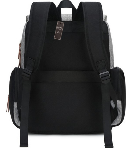 Mochila Land Luxury Cor Cinza E Preto Com Trocador