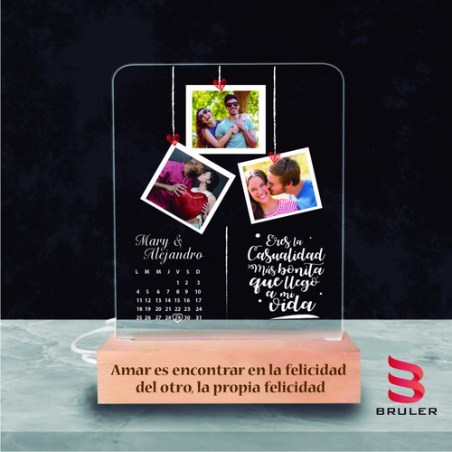 Imagen 4 de 10 de Lámpara Spotify Base De Madera Personalizada Con Acrílico