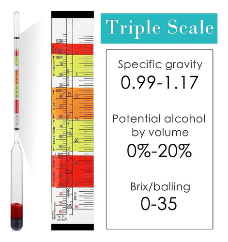 Kit De Tarro De Prueba Para Medir Alcohol Para Cerveza, 3 Un