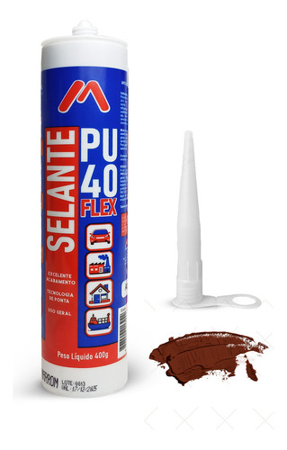 Mastiflex selante silicone Pu-40 poliuretano flexível marrom 400g