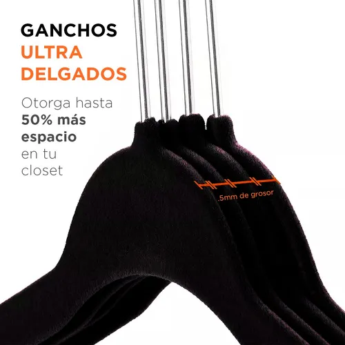 Set 50 Ganchos Perchas Para Ropa Terciopelo Alta Calidad