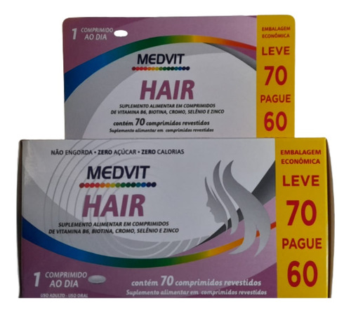 Multivitamínico Hair Medvit Nova Fórmula Completa 70 Comp