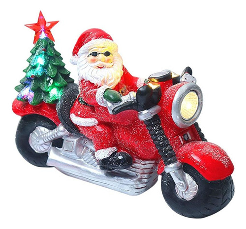 Figuras De Papá Noel Conduciendo Una Motocicleta, Luz De Pap
