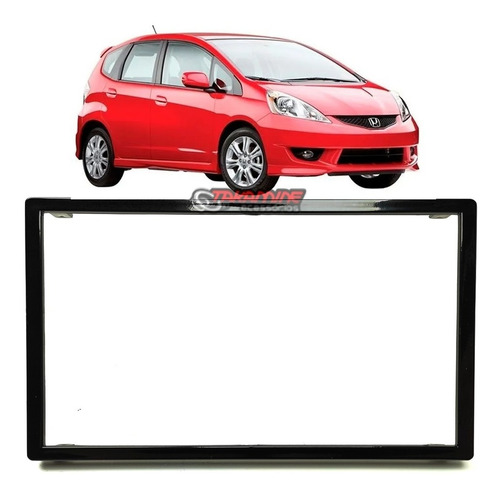 Moldura 2 Din Acabamento Dvd Mp5 Honda Fit Black Piano 