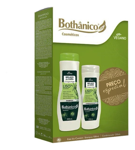  Bothânico Cosméticos Melaço de Cana Kit Shampoo e Condicionador Melaço de Cana e Vinagres Frutais - Bothânico