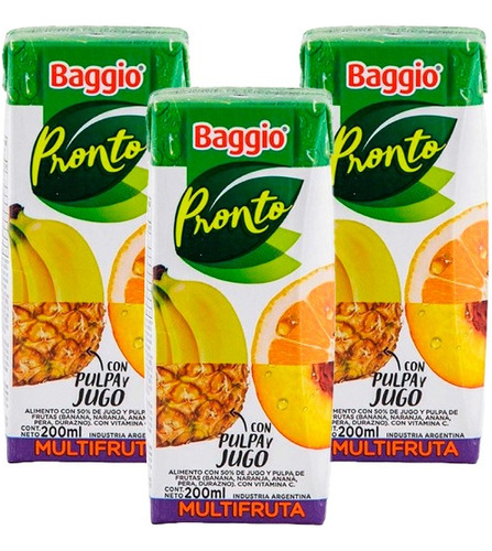 Jugo Baggio Multifruta 200ml Pack X18 Unidades