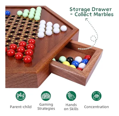 Juego De Damas Chinas De Madera Con Cajón De