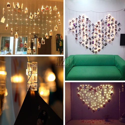 Imagen 4 de 9 de Cortina Led Luces Corazon Broches 5 Metros 220v Navidad