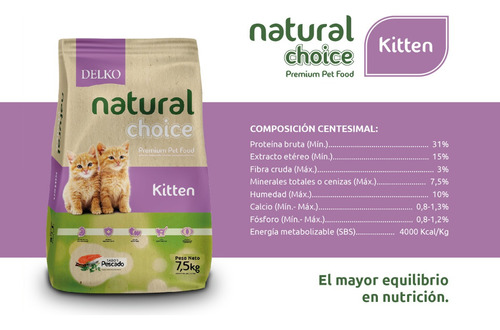 Delko Natural Choice Kitten Gatos 7,5kg Alimento Para Gatos