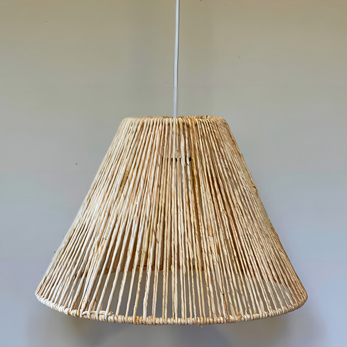 Lustre Pendente Cone Luminária Palha De Milho Com Fiação