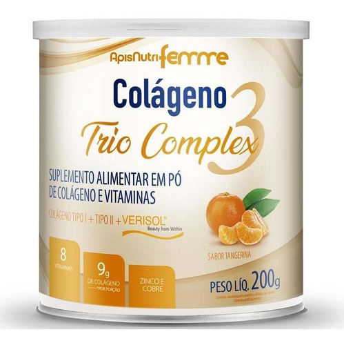 Colágeno Trio Complex 200g Apisnutri Sabor Tangerina