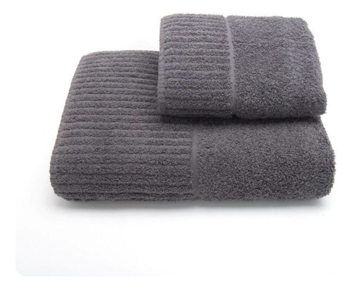 Set Toalla Y Toallon 100% Algodón 630 G/m2 Hoteleria Gris Oscuro Lisa